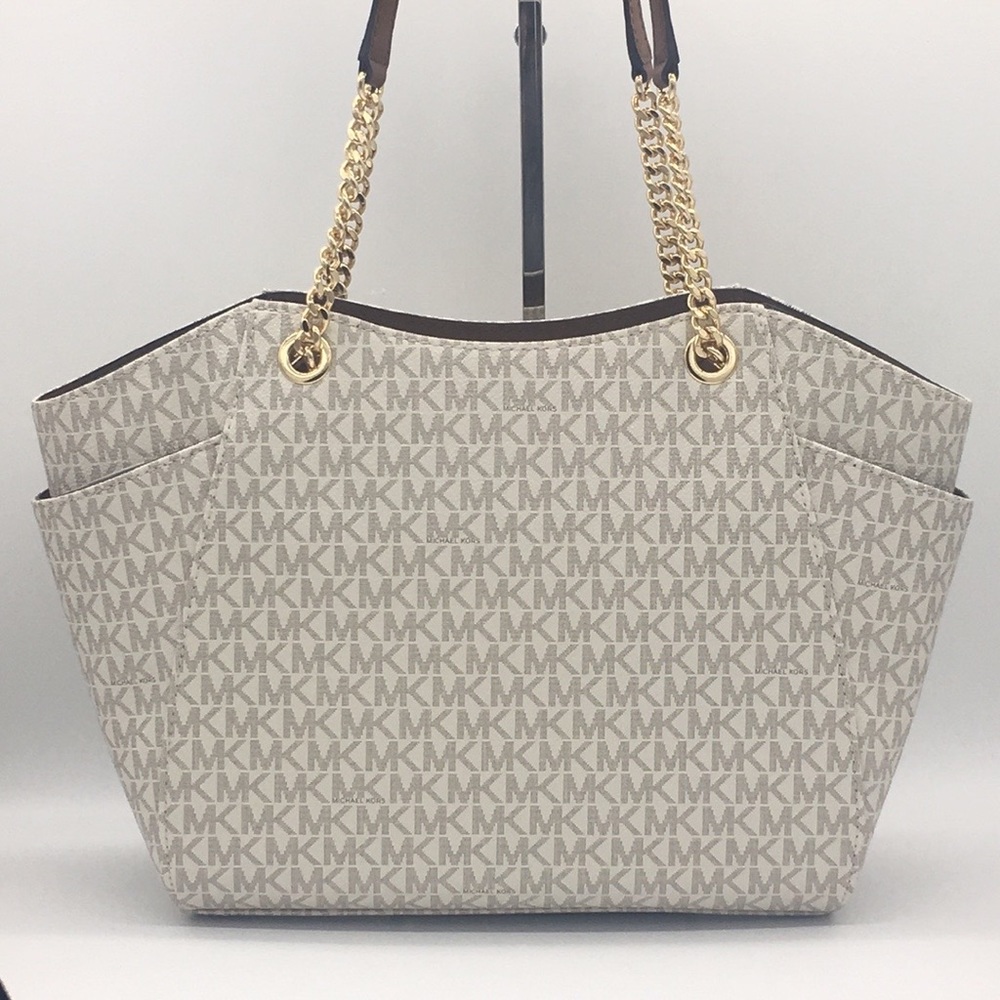 MICHAEL KORS LG CHAIN SHOULDER TOTE VANILLA - Picture 3 of 16